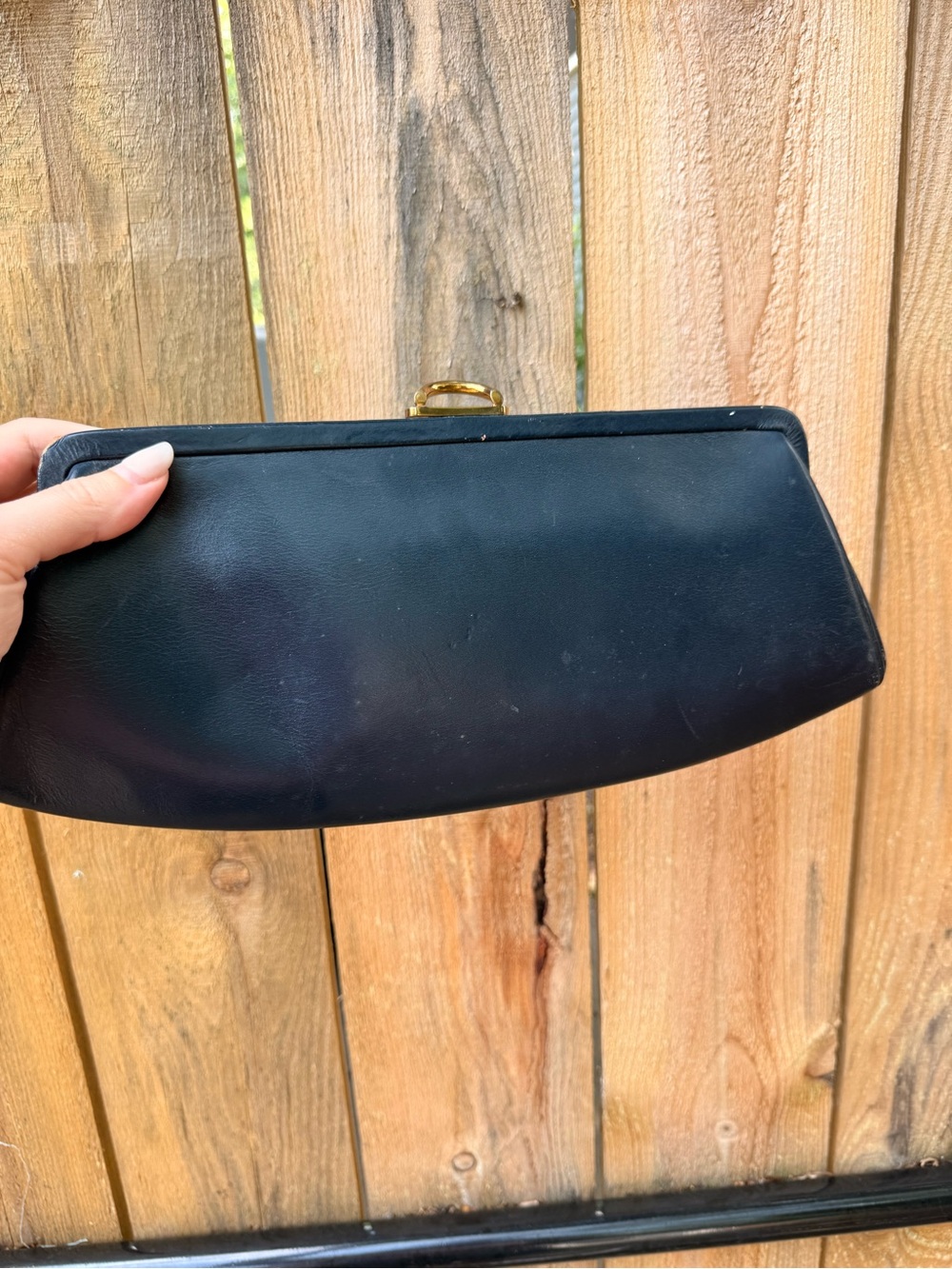 Classic Black Leather Clutch Handbag